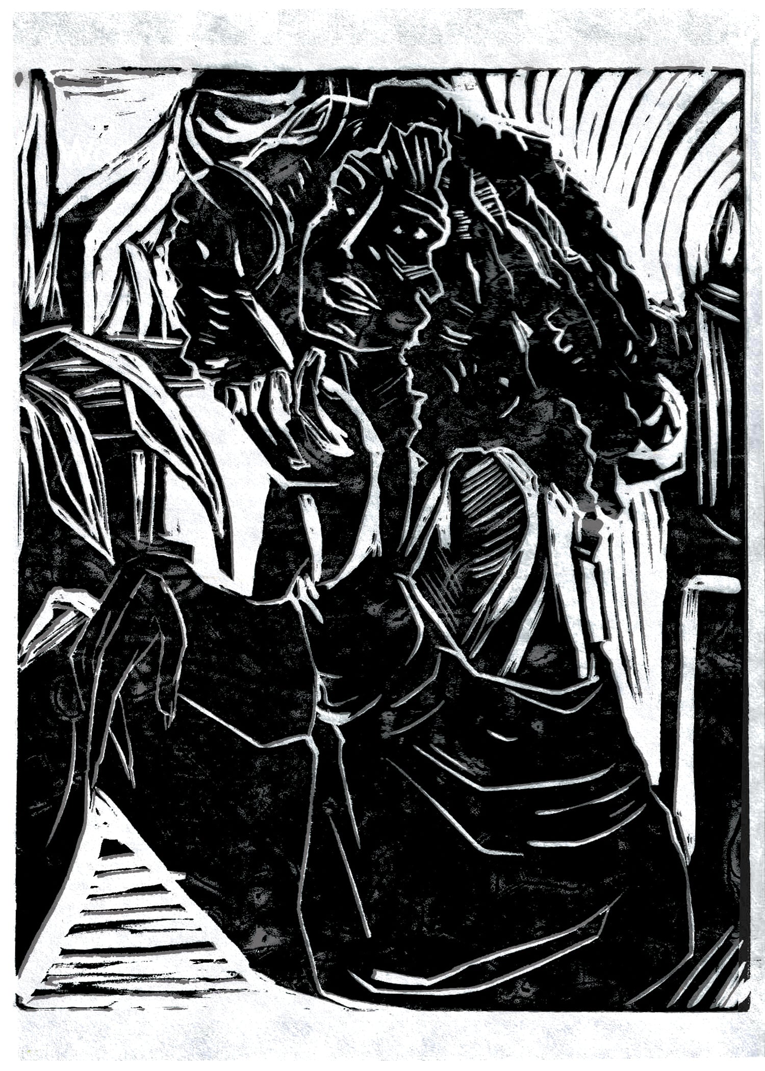 Don't Rush Me - Linocut